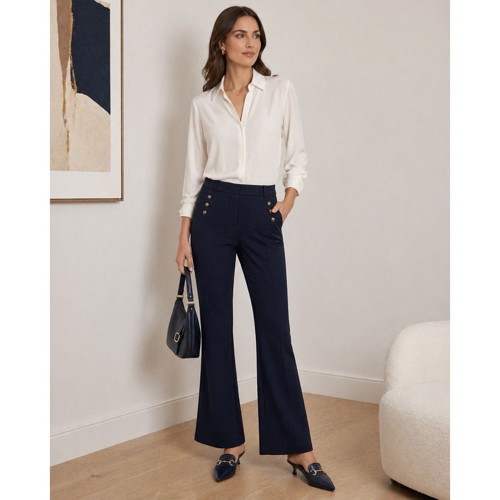 The Limited Cassidy Fit Bootcut Dress Pants Sailor Flat Front Buttons 10 34/32.5